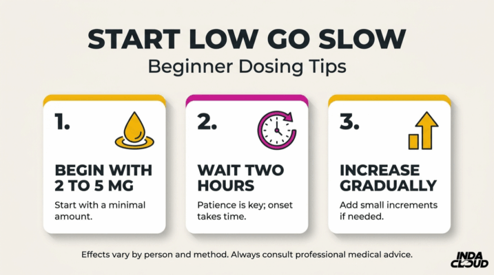 What Is Thc? Complete Guide To Types, Effects, Products, Potency, Safety, And Legality 5 Beginner Thc Dosing Guide Recommending Starting With 2 To 5 Mg, Waiting Two Hours, And Increasing Gradually